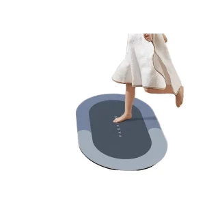 OEM & ODM Factory Offered Modern Style Printed Oval Bath Mats Quick Water Absorbent Drying Bath Rug for Home Use Customizable