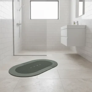 OEM ODM Factory Offered Modern Style Printed Rubber Anti Slip Oval Bath Mats Quick Water Absorbent Drying Bath Rug Home Use