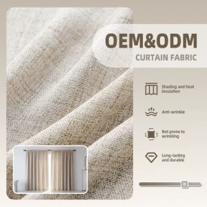 OEM ODM Heavy Linen Texture Sheer Curtain Fabric Thick Slub Voile Window Drapery Natural Style Bulk Supply
