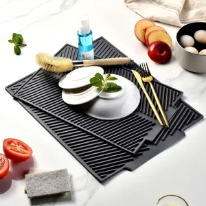 OEM ODM Kitchen Tableware Silicone Board Drain Mat Collapsible Foldable Non-Slip Waterproof Table Place Mat