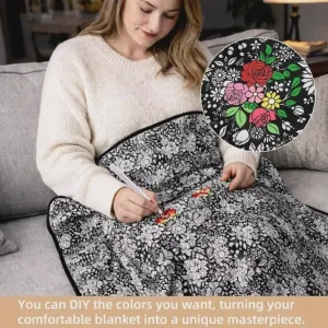 OEM ODM Low MOQ DIY Coloring Blanket Emotion Monster Doodle 2 Ply Soft Family Fun Activity Creative Gift Throw Blanket