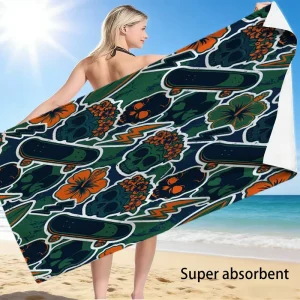 OEM ODM Luxury Summer Polyester Beach Towel Digital Printed Custom Logo Microfiber Quick Dry Swimming Pool Travel Gym Towel