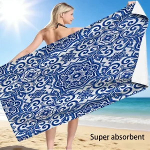 OEM ODM Luxury Summer Polyester Beach Towel Digital Printed Custom Logo Microfiber Swimming Pool Bath Quick Dry Travel