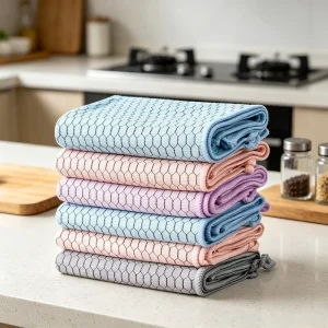 OEM ODM Microfiber Check Mirror Cloth Towel Heavy Duty Lint Free Glass Cleaning Towel for Kitchen Glass Mirror Bathroom