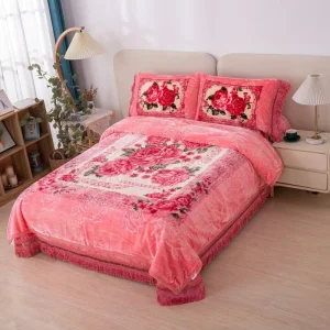 OEM ODM Modern Plant Pattern Comforter Set 4pcs Factory Price Warm Fleece Bed Cover with Pillowcases 100% Polyester Durable