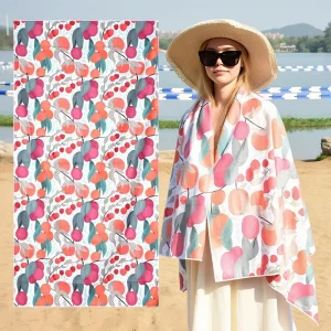 OEM ODM Oversized Size Cherry Print Beach Towel Customizable Heat Transfer Colored Cherry Pattern Beach Towel