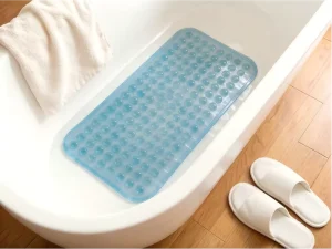 OEM ODM PVC Transparent Extra Long Bathtub Shower Mats Non Slip Bath Mat Washable Bath Tub Mat with Suction Cups Drain Hole