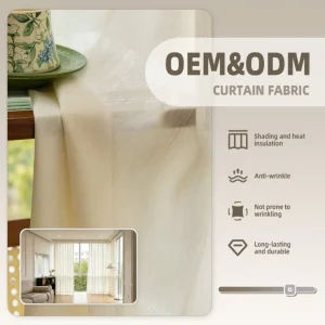 OEM ODM Polyester Breathable Lightweight Embroidered Nonwoven Plain Sheer Curtain Fabric Linen Window Treatments Customizable