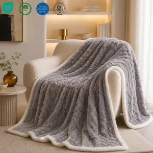 OEM ODM Printed Flannel Blanket Double Layer Throw Flannel Fleece Sherpa Polyester Blanket