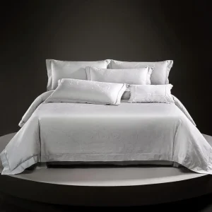 OEM ODM Pure Cotton Luxury Duvet Cover Set Gold Silver Silk Jacquard Pattern Eco-Friendly Organic Reversible All-Season Wedding