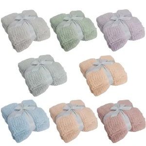 OEM ODM Solid Knitted Blanket Super Soft Plush Sofa Bed Decor Blanket Warm All Season Office Nap Blanket