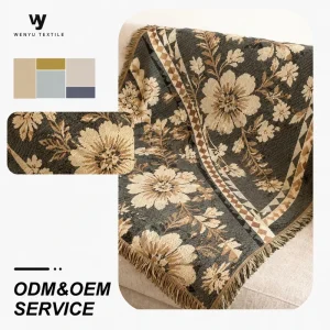 OEM ODM Southwestern Style Woven Jacquard Throw Blanket with Aesthetic Fringe