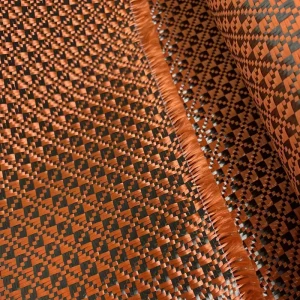 OEM ODM Wear Resistant Carbon Fiber For Sports Equipment 3K 240g Jacquard Weave Orange Carbon Fiber Fabric