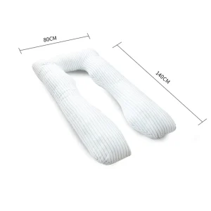 OEM Pregnancy Pillow U Shaped Full Body Maternity Pillow Pregnant Pillows for Sleeping with Zipper Velvet Cover Stripes