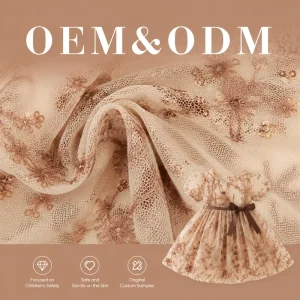 OEM Private Label Custom Organza Beaded Mesh Fabric for Quinceanera Dress Soft Tulle Net Beaded Lace Material