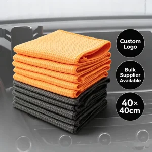 OEM Reusable Lint free Waffle Car Cleaning Towel 40*40cm Antimicrobial Microfiber Washing Towel for Auto Detailing Care