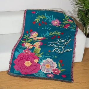 OEM Service Customizable Tapestry Throw Blanket for Sofa and Bed Jacquard Floral Plant Pattern