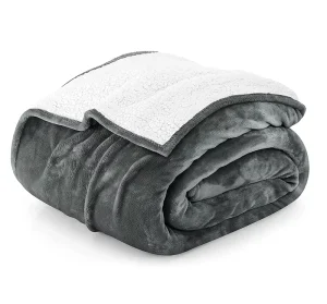 OEM Size Color Logo Thick Warm Plush Reversible Sherpa Fleece Blanket for Bed Sofa Couch