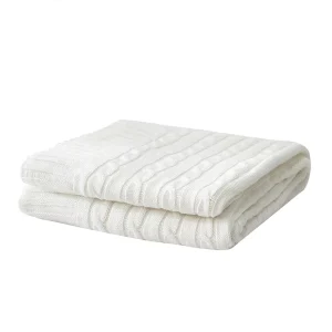 OEM Super Soft Big Chunky White 100% Cotton Chunky Hand Crochet Knit Twist Throw Weighted Blanket