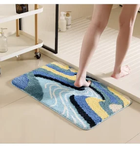 OEM Woven Bathroom Rug Soft Fluffy Absorbent Bath Mat with Memory Foam and Non Slip Backing Washable Shower Mat