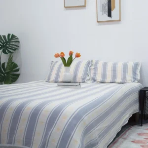 OEM Yarn Dyed Star Jacquard Bed Cover 3Pcs Set Cotton Bedspread & Pillowcases Soft Breathable Striped Bedding for Home & Hotel