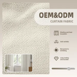 OEM&ODM 1000g 280cm Full Blackout Textured Poly Fabric Anti Wrinkle for Household Living Room Window Curtain Drapery