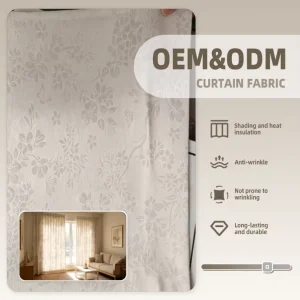 OEM&ODM Curtain Fabric High Quality Luxurious Soft Premium Drapey Embossed 100%Polyester Blackout for Hotel Livingroom