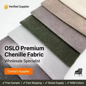 OSLO Minimalist Flame Retardant Waterproof Knitted Chenille Fabric-350GSM Heavyweight Upholstery Material (100% Polyester Dyed)