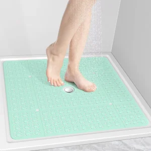 OTHWAY Durable Foldable Bath Mat Square TPE 27 Inch Non Skid with Drainage Holes Suction Cups Easy Clean Foldable