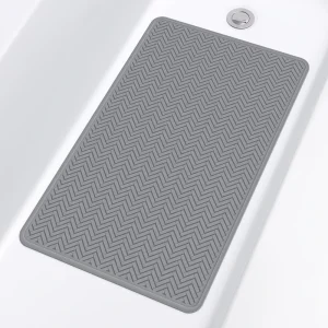 OTHWAY New Design Bathtub Shower Mats Extra Long Non slip Rubber Bath Mat Shower Massage Mat Drainage Hole Strong Suction Cup