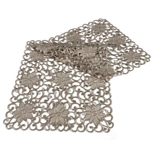 OWENIE Elegant Polyester Beige Embroidery Table Runner and Placemats Table Runners for Spring and Everyday