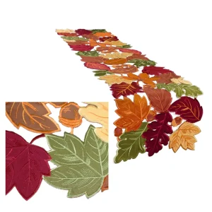 OWENIE Thanksgiving Home Decorations Embroidery Table Runner Harvest Pumpkin and Sunflower Table Runners