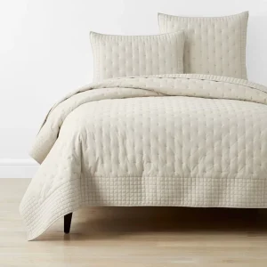 Oatmeal Cotton Quilt Blanket Thin Comforter Bed Cover for All Season Bedspread Pintuck Tufted Cotton Quilt