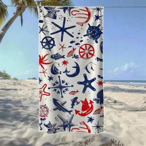Ocean Life Printed Summer Polyester Beach Towel Oversized Quick Dry Lightweight Sand Free for Travel Swimming Pool Camping