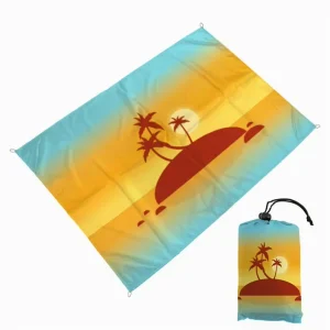 Ocean Style Outdoor 55*78 Inches Ultra Light Pocket Picnic Blanket Non Stick Folding Mat Waterproof Picnic Mat for Beach