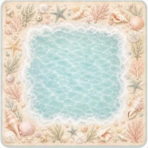 Ocean style Mahjong Table Mat Featuring Conch and Seashell Patterns Made of Eco friendly Material Non slip and Noise reducing