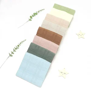Oeko Tex Custom Logo 70*90 CM 100% Cotton Solid Color Baby Plaid Knitted Blanket Throws
