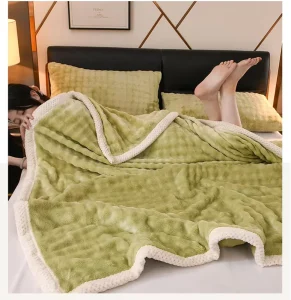 Oeko Tex Luxury Super Soft Simple Style Patchwork Faux Rabbit Fur Blanket Cozy All Season Home Hotel Use