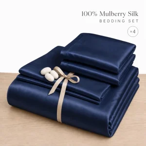 Oeko tex Grade Fitted Sheet With Silk Pillowcase 19Momme Top Quality Natural Mulberry Silk Bedding Set For Gift