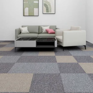 Office Carpet Tiles 50×50 Solid Color Line Pattern Washable Cushioned PP Commercial Home Flooring Square Tiles
