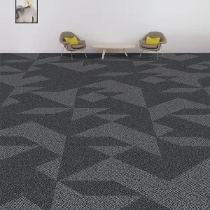 Office Flooring Washable Cushioned PP Nylon Carpet Tiles With Geometric Pattern