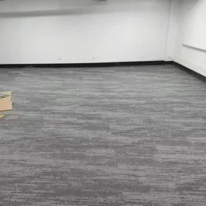 Office Interlocking Long Carpet Planks Blue Grey Linear Pattern EVA Back Anti slip Stain Resistant Strip Floor Carpet