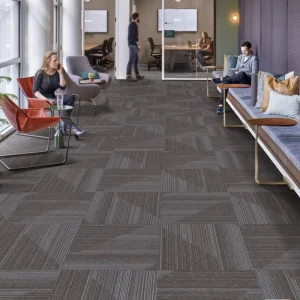 Office Modular Diagonal Gradient Strip Carpet Tiles Grey With Color Thin Lines Anti-slip Stain Resistant Square Floor Carpet