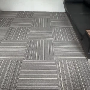 Office Modular Fine Striped Carpet Tiles Thin Vertical Line Pattern Anti-slip Stain Resistant Square Floor Carpet