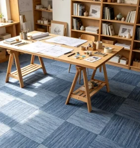 Office Square Carpet Tile 50x50cm Backing Anti Static Stain Resistant Commercial Building