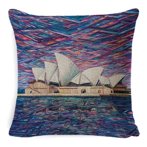 Oil Painting Style Customizable Throw Pillow Case Famous Building Design Cushion Cover Indoor Decor Farmhouse Sofa Couch 100%