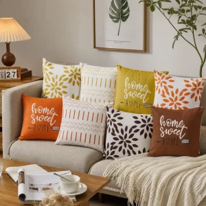 Olive Green Leaf Throw Pillow Cover Soft Polyester Farmhouse Geometric Decorative Cushion Case Pillowshell for Couch