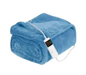 One Piece Recycled Polyester Electric Blanket with Switch Controller Quilted Heated Design ETL Certified 2 Year Warranty Folded