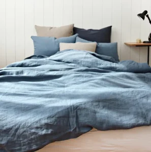 Optional Many Blue Color Vintage Washed Woven 100% Linen Organic Eco Friendly Duvet Cover Pillow Case Bed Cover Sheet