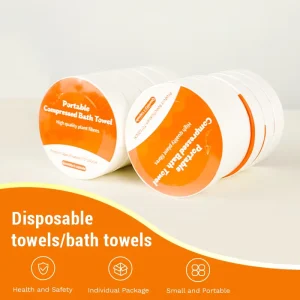 Orange Disposable Compressed Towel for Camping Hiking and Sports Quick Dry Non Woven Fabric Bulk